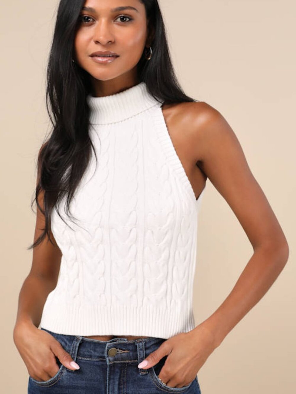 Lulus Cutest Consideration Ivory Turtleneck Halter Top White - Size S